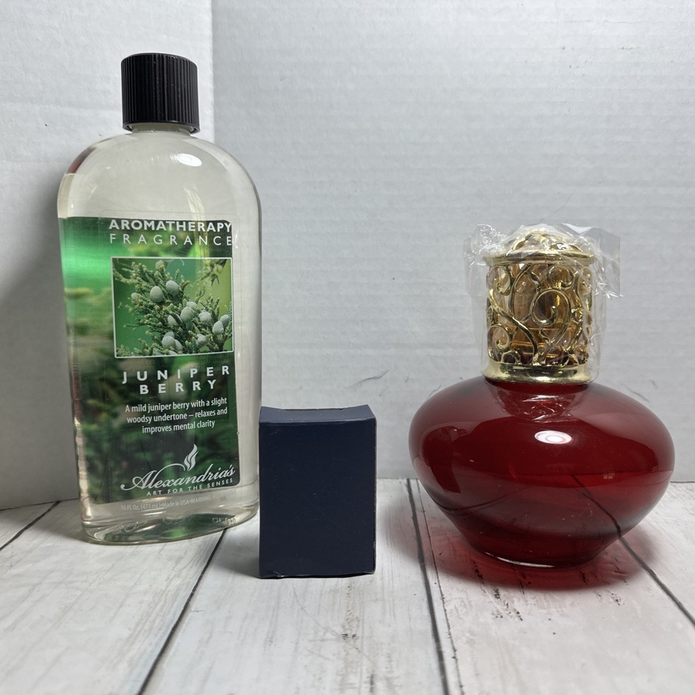 Fragrance Lamp Alexandria's Red Glass With Juniper Berry  L102 Stratford  Ruby